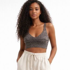 Forever 21 Black & Gray Knit Crop Top S/M Y2K Athleisure
